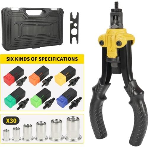 HIFESON Insert Threaded Mandrels Hand Rivet Nut Gun Manual Riveter for Riveting Rivnut Tool M3 M4 M5 M6 M8 M10 Iron Nut Toolbox