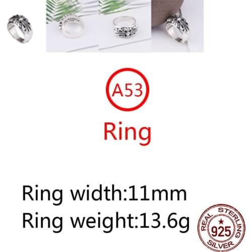 A53 925 sterling silver ring jewelry retro personality cross hip-hop style punk fashion style couple shape gift for friends