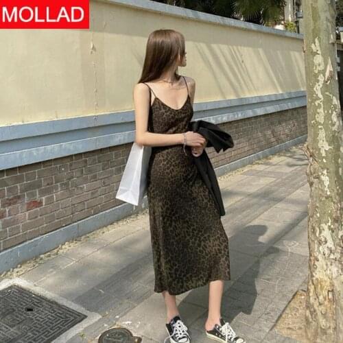 2020 Summer Leopard Dress Womens Summer Slim Mid & Length Dress Sexy Casual Dresses For Women Slim Girl Slip Dresses