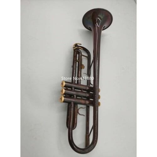 Hot Selling Bb Trumpet Dark brown Body Unique Antique Copper Simulation Surface With Case Free Shipping