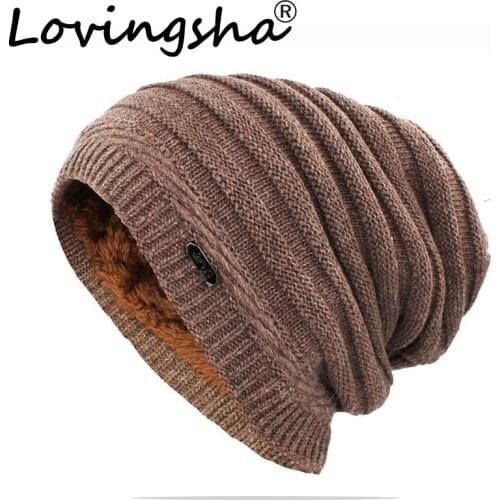LOVINGSHA Warm Winter Hat For Women Adult Unisex New Wool Men Knitted Casual Beanies Skullies Brand Outdoor Cotton Hats HT141A