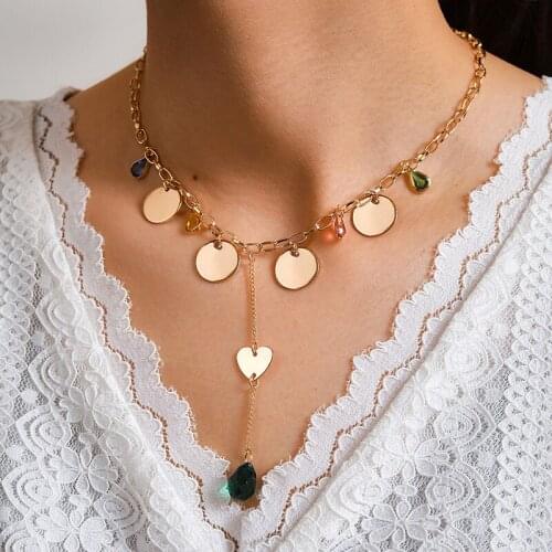 Meetvii Fashion Gold Multi-element Crystal Necklaces For Women Vintage Star Moon Multiple Layers Pendant Necklace Boho Jewelry