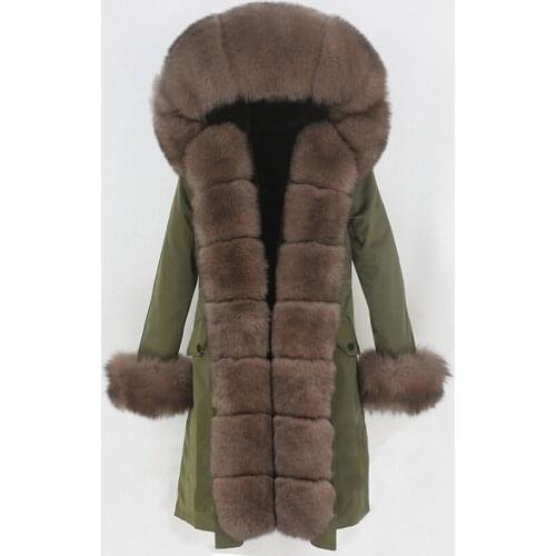 MENINA BONITA X-long Parka Waterproof Outerwear Real Fur Coat Winter Jacket Women Natural Fox Fur Hood Outerwear Detachable New