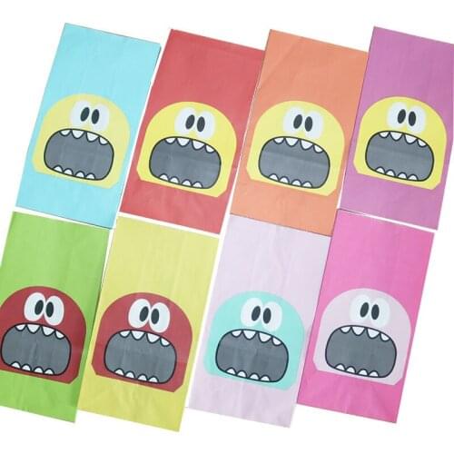 24/48pcs Cute Big Mouth Food Bag Birthday Party Cookie Packaging Bag Treat Kids Birthday Balloon Supplies
