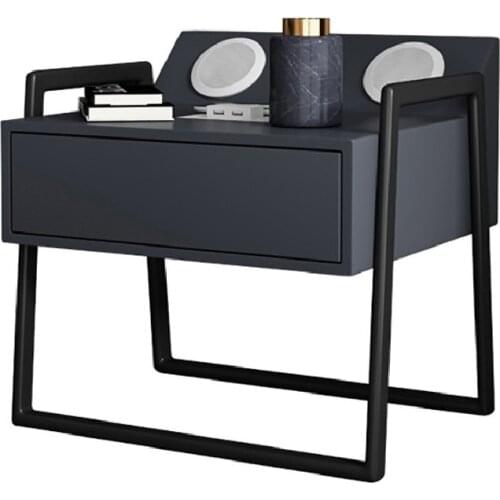 Multifunctional Nightstand Modern Bedside Table Cupboard Locker Storage Cabinet Drawer Desk Wireless/Dual USB Charging LED Light