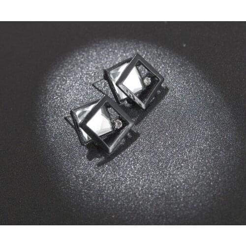 Fashion Simple Joker Rhinestone Black Stud Earrings for Women