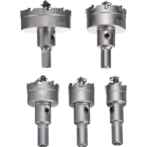 5Pcs 20/25/30/40/50mm Carbide Tip TCT Core Drill Bit HSS Hole Saw Set Hole Saw for Steel Alloy Cutter Power Tool