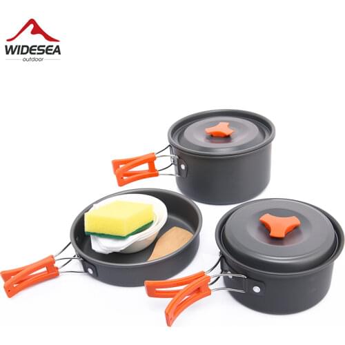 Widesea Camping Outdoor Cookware Set Tableware Cooking Cutlery Utensils Hiking Picnic Travel Equipment Tourist Cooker Fishing