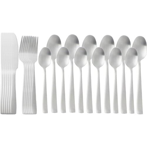 30pcs Matte Silver Dinnerware Set Stainless Steel Tableware Set Knife Spoon Fork Kitchen Flatware Set Cutlery Dishwasher safe