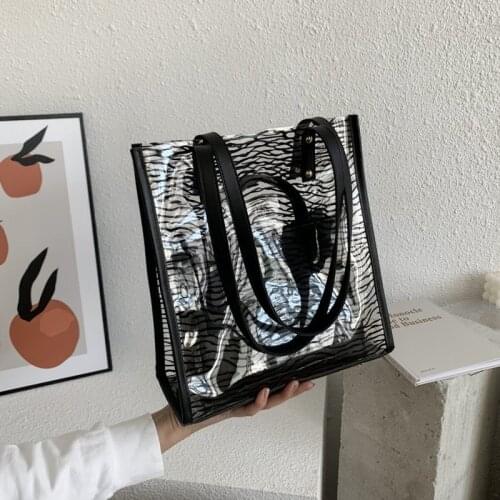 2021 Trendy New Fashion Summer Transparent Bag Pu Waterproof Womens Shoulder Bags Large-capacity All-match Picture Bags