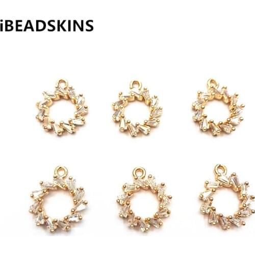 New arrival! 16X13mm 50pcs Copper / Zircon Round shape Charm for Earrings DIY,Earrings parts,hand Made Jewelry DIY