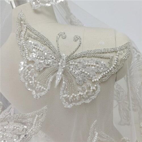 New three-dimensional butterfly nail beads sequined pearl handmade jewelry flower patch wedding dress accessories