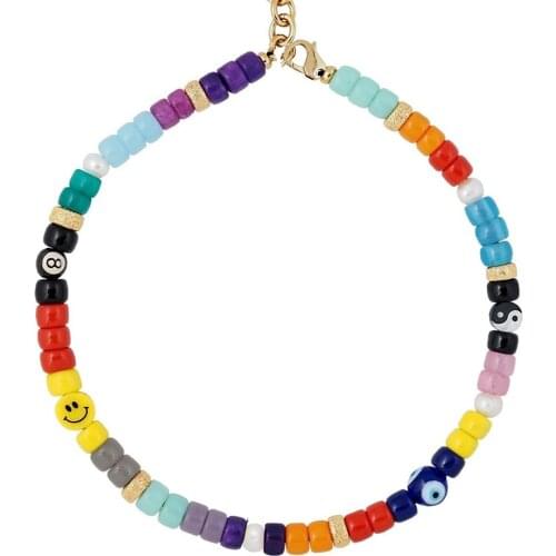 Handmade black 8 evil Assorted mixed charms Glass Gemstone Beaded natural freshwater pearl Gossip smile ALL OR NOTHING NECKLACE