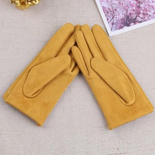 Suede Leather Female Fashion Winter Gloves Thickened Touch Screen Solid Color Glove Warm Driving Gloves Full Fingers Mittens