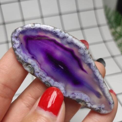 6-8cm 1pcs natural violet Agate Slice Coaster Brazil Raw Gemstone Crystal Ornament Home Decor random