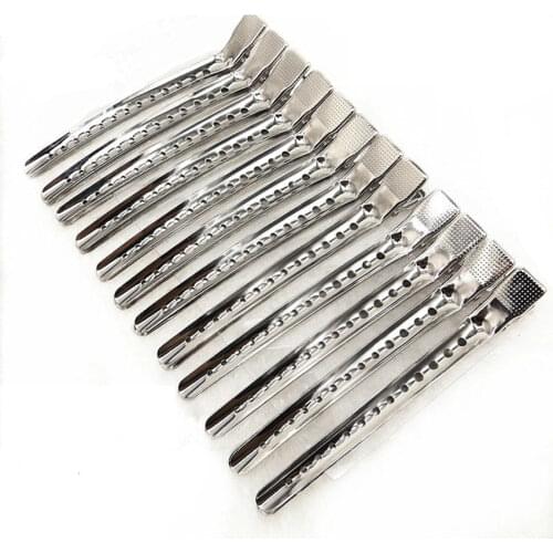 Pro 12 Pcs/Lot Durable Hair Clip For Hair Sectioning Hair Aluminium Clips AL-12 For Salon Hairstyling Hair Perming Clip In Metal