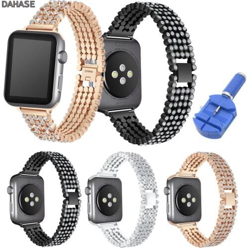 Bling Crystal Diamond Strap for Apple Watch Band 38/40mm 42/44mm Stainless Steel Replace Band for iWatch Series 1 2 3 4 Bracelet