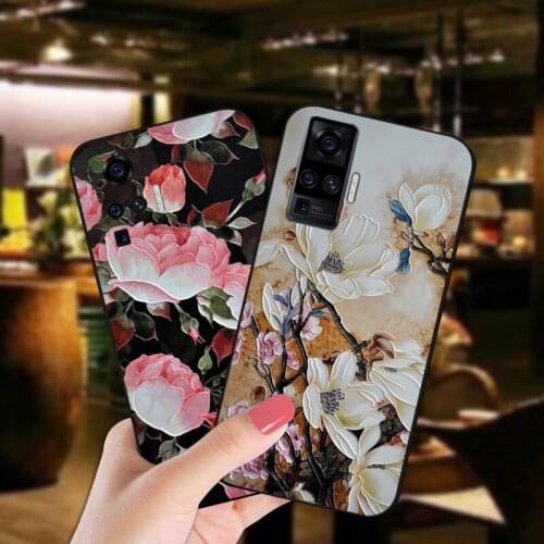 Luxury 3D Relief Flower Case For Vivo X21 UD X21i X27 X30 X50 Pro Plus X60 Bumper Matte Back Cover For Vivo Nex S 3 5G