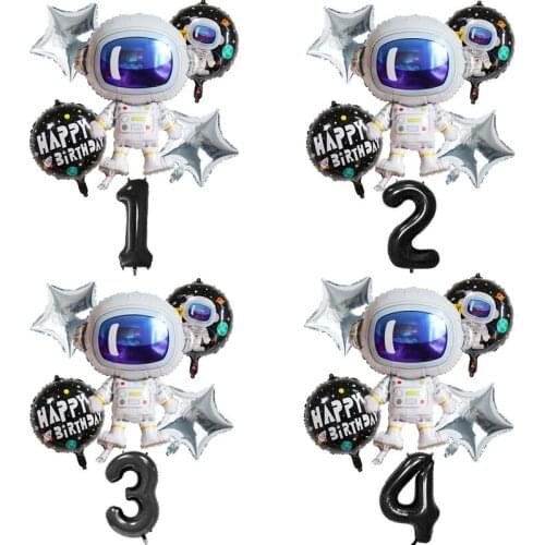 1set space party astronaut sci-fi theme balloon digital aluminum film starry sky party balloon boy child birthdaypartydecoration