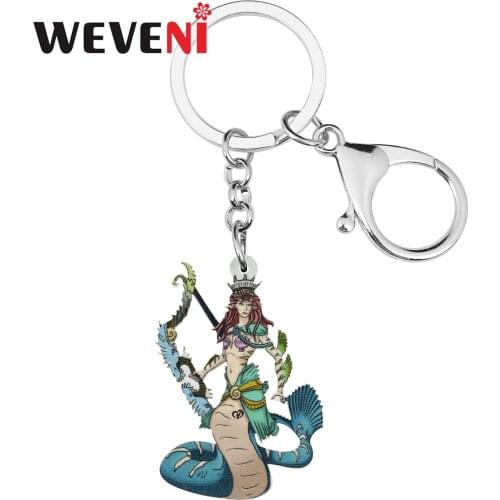 WEVENI Acrylic Elegant Ocean Sea Snake Goblin Keychains Ring Fashion Purse Key Chain Unique Charms Gifts Jewelry For Women Girls