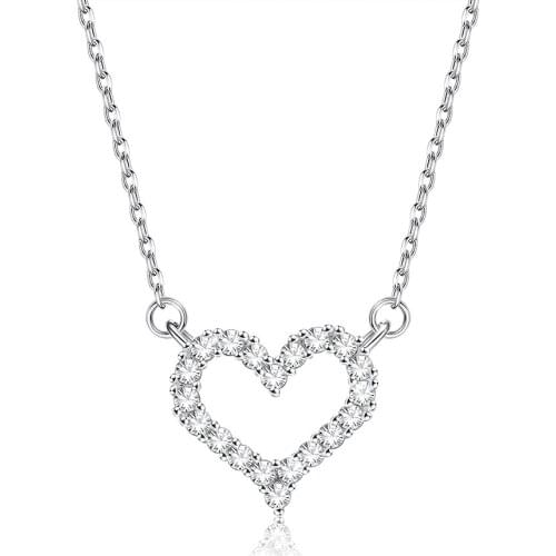 ZEMIOR Choker Necklace For Women 925 Sterling Silver Romantic Heart Bright Full Cubic Zircon Pendant Necklace Engagement Jewelry