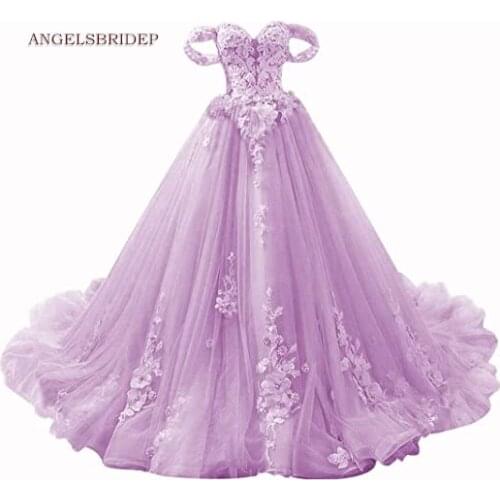 ANGELSBRIDEP Sweetheart Quinceanera Dresses Luxury Off-Shoulder Handlemake Flower Tulle Sweet 16 Princess Party Birthday Gowns