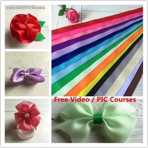 10 Yrads/Lot, 17 Colors Solid Color 1'' 25mm Grosgrain Ribbon for DIY Hand Crafts & Wrap Hair Clip Accessories