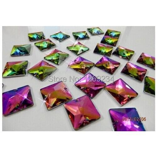 100pcs Square multi-colored 9*20mm sew on Arcyl crystal rhinestone flatback strass Diamond accessory gemstone loose beads
