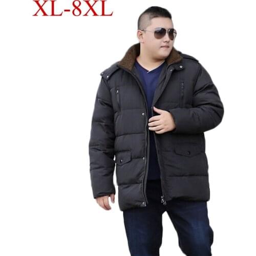 10XL 9XL 8XL 6X Mens Clothing Winter New Down Jacket Fashion Casual Loose Hooded Thick Warm White Duck Down Long Coat Male