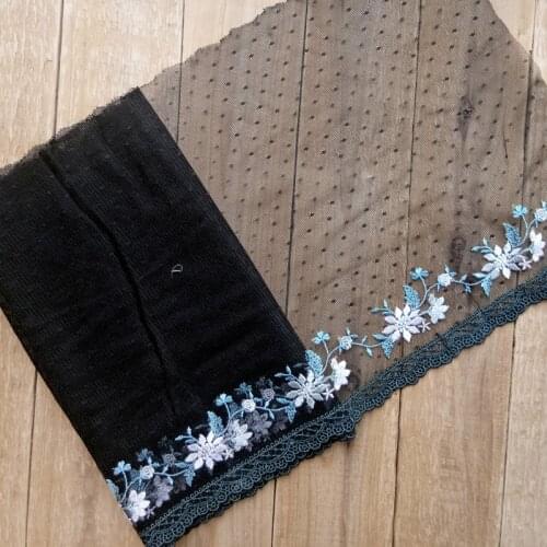 15Yards 27cm Soft Embroidery Lace Trim Black Mesh Fabric DIY Crafts Wedding Clothing Flowers Ribbon Clothes Accessories