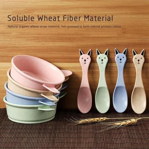 2pcs/set Baby Bowl Kids Feeding Food Tableware Cute Big Ear Rabbit Cutlery Children Dishes Bowl+spoon Cutlery Shatter-resistant