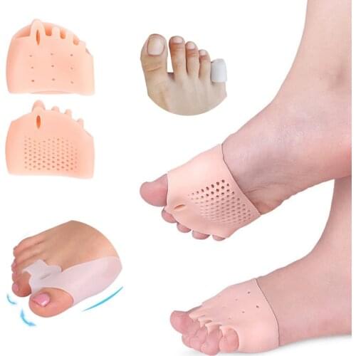 6-1Pair Bone Thumb Stretcher Foot Bunion Corrector Silicone Forefoot Pad Hallux Valgus Orthosis Finger Toe Separators Foot Tool