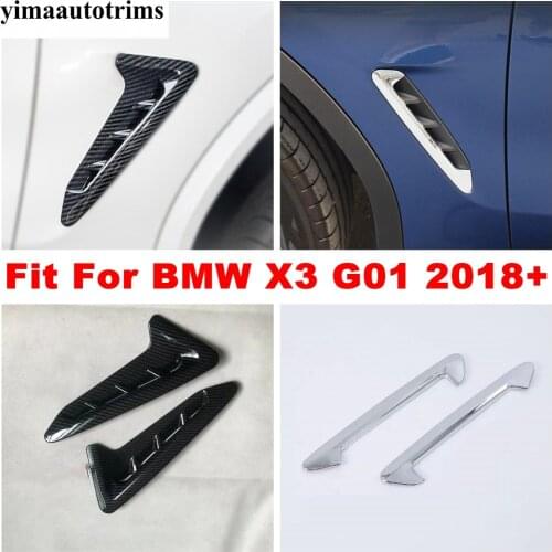 Side Body Air Conditioning AC Outlet Vent Flow Fender ABS Chrome / Carbon Fiber Look Cover Trim For BMW X3 G01 2018 - 2021