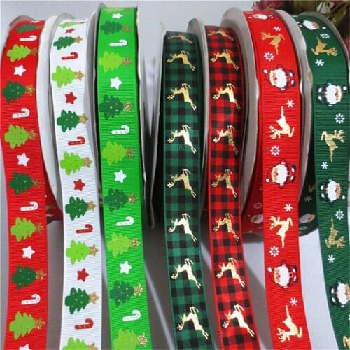100yards 1" (25mm) Bronzing Christmas Ribbon Grosgrain/Polyester Ribbon For Christmas Decoration DIY Sewing Christmas Art 450