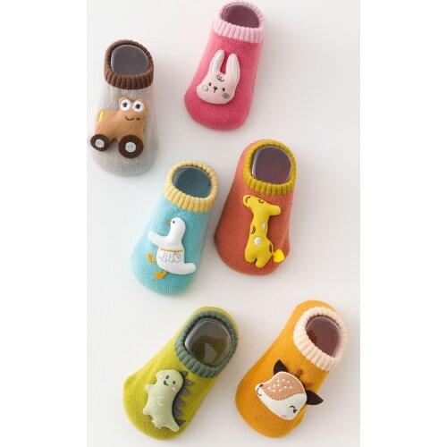 Toddler Socks Soft Cotton Baby Girl Socks Newborn Cute Cartoon Animal Baby Socks Baby Boy Socks Non-slip Floor Socks Spring