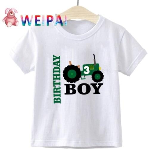 Boy Car 1-9 Birthday Number Print T Shirt Children Birthday Boy T-shirts Boy&Girl Funny Gift Tshirt Present Family Cool Outfit