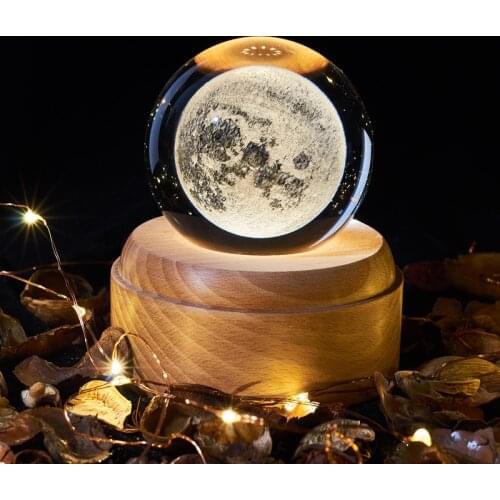 Crystal Ball night light usb charging kids moon lamps Music Box 3D LED Rotating Night Lights Galaxy Crafts Home Desktop Decor
