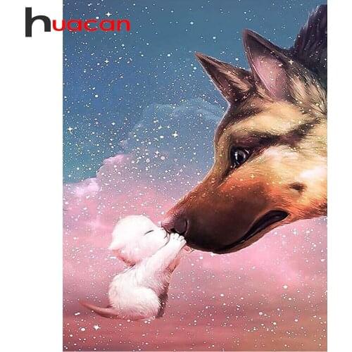 Huacan 5D Diamond Painting Full Square Dog Diamond Embroidery Mosaic Cross Stitch Animal Picture Of Rhinestones