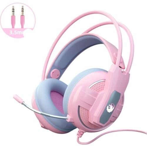 72XB Gaming Headset 7.1 channel headphone with Mic and Colourful Light HiFi Restore True Sound Quality Noise Reduction Card Pink