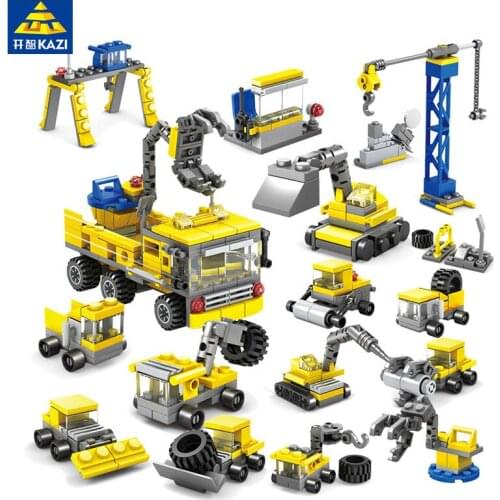 318Pcs City Engineering Vehicles Excavator Model Building Blocks Sets Bricks Playmobil Educational Toys For Children