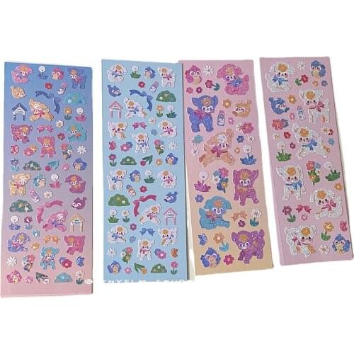 Korean Holographic Cute Cartoon Christmas Lamb Laser Sticker Scrapbooking Idol Card Deco Kawai Stationery Decorative Stickers