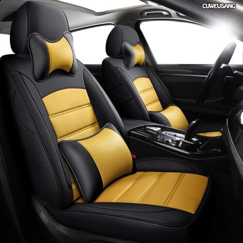 CUWEUSANG Custom Leather car seat covers For Hyundai Sonata Elantra Tucson i30 IX35 IX25 MISTRA Verna SantaFe ENCINO seat cars