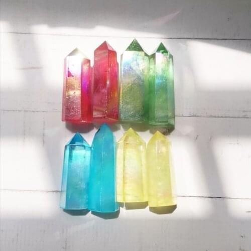 Beautiful Fantasy 100% About 130-150g Nice Aura Crystal tower electroplating Polished Single Point Healing