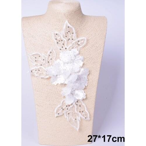 1Pc Lace Applique for Wedding Dress Lace Appliques Patches Embroidery Patch Lace Flowers Fabric