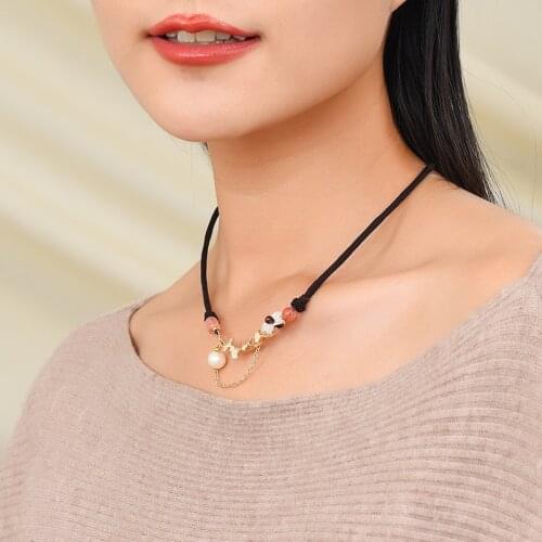 Fashion waterlemon crystal vintage choker necklace ethnic shell jewelry