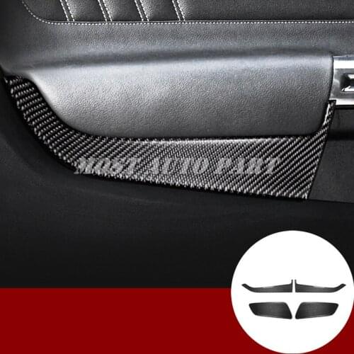 Carbon Fiber Front & Rear Car Door Panel Trim Cover For Ford Mustang 2015-2019 Car accesories interior Car decoration