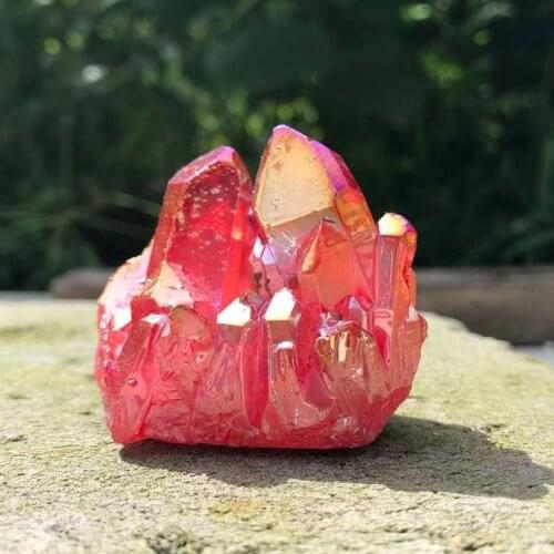 Natural Amaranth angel aura quartz crystal cluster Titanium coating quartz cluster electroplating stone Healing