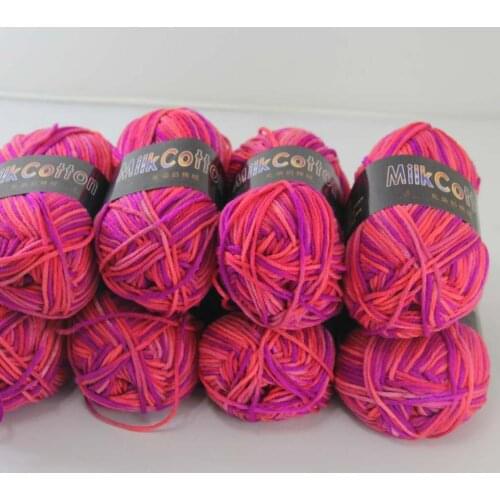 Sale 8ballsx50g Soft Cotton Baby Yarn New Hand-dyed Wool Socks Scarf Knitting rose Red 2075-16-8