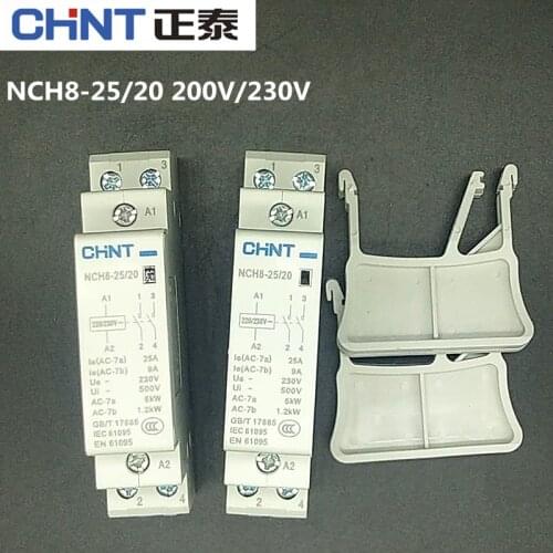 Chnt household ac contactor single contactor household NCH8-25/20 25A 2 normally open 220V guide rail type C14