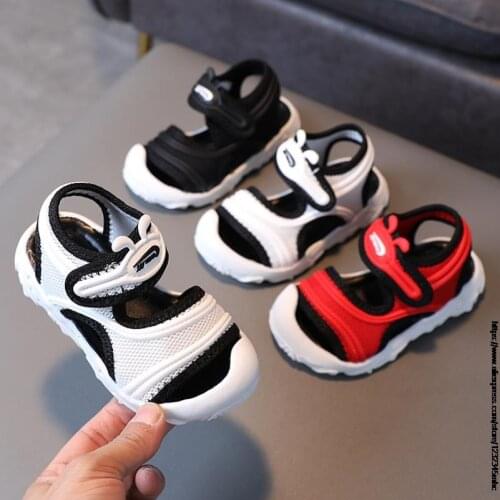 Summer new boys sandals children baby toddler soft-soled white beach shoes girls cute pure color barefoot sandals